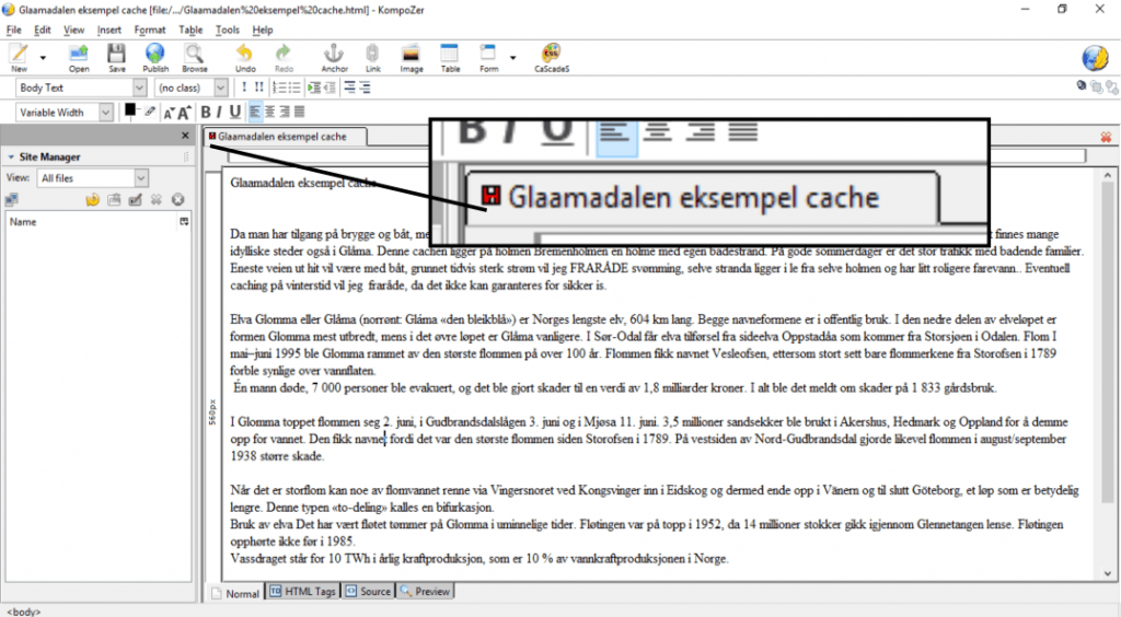Dokument med ulagrede endringer